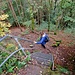 <br />Eine steile Metalltreppe hilft vom Gipfel herunter. 