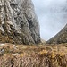 Blick hinab in den Aussteig des nördlicheren Klettersteiges