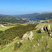 Im Abstieg zwischen Snowdon und Llanberis - Blick auf den Ausgangs- und Endpunkt der Tour. Auch der See Llyn Padarn ist gut zu erkennen.