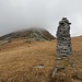 <b>Passo del Bùsan (2006 m). <br />Il valico collega la Valle Onsernone alla Valle Vergeletto. <br />Un omone di pietre contraddistingue il terrazzo, ubicato al limite dei duemila metri.</b><br />