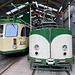 Unterwegs im Crich Tramway Village - Blackpool Transport Services No. 630 und Blackpool Corporation No. 236 in der Wagenhalle des Depots.