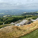 Crich Stand - Blick vom Turm in etwa westliche Richtung, wo unten auch die Gleistrasse des Crich Tramway Village verläuft.