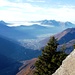 Confluenza tra la Moesa ed il Ticino. Da notare sullo sfondo le nubi basse che avvolgono il Sottoceneri