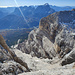 Tiefblick in die steile Rinne zwischen Spalla Sud und Pelmetto.<br />