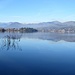 La vista su Gavirate con le montagne della Valgrande sulla sinistra.