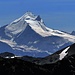 Blick vom Lötschenpass zum Weisshorn; ganz links die Barrhörner und rechts das Zinalrothorn
