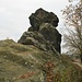 Weiter gehe ich zum Dromedar. Den kleineren Felsen davor, den ich Dromedar-Kind genannt habe, kann man einfach überschreiten (T3). Der Dromedar-Kopf dahinter ist dagegen nur etwas für Sportkletterer.
