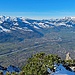 Tiefblick nach Schaan (LI) und Buchs (SG) hinunter