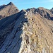 Rechts der Felsen verläuft eine Pfadspur, wohl von Gämsen
