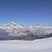 Panorama verso il Monte Bianco in basso il ghiacciaio del Rutor verso La Thuile