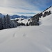 Abwärts auf der Schneeschuhroute . Hier lag eine gut 50 cm dicke Schneedecke. 