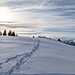 nun geht es im tiefen Schnee hinüber zum Gipfelkreuz, das etwas tiefer unten ist