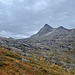 Die letzte Etappe im Abstieg zum Beisfjord - den plattigen Gletscherschliff im mittleren Teil des Bildes steigt man ab. Ganz schön glatt bei Nässe und teils bis 25° steil!