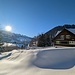 bei den ersten Häusern in Wildhaus angekommen mit Sicht zum Ortskern.