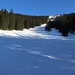 Aufstieg in der breiten Waldschneise