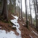 Typisches Gelände im mittleren Teil: Schnee, gelegentlich Eis, und manche Stücke aper.
