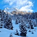 <b>La pecceta imbiancata è un incanto. Il sentiero risale il pendio con numerose curve strette. Per mia fortuna il fondo è pulito: non ci sono rami, né foglie e i sassi sono quasi tutti coperti dalla neve. Apprezzo le impronte di lepre bianca e di capriolo.</b>