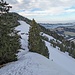 Rückblick etwas unterhalb dem Nosshaldenspitz auf den winterlichen Bergweg