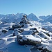 Auf dem Piz Corviglia; im Hintergrund Piz Bernina und seine Nachbarberge