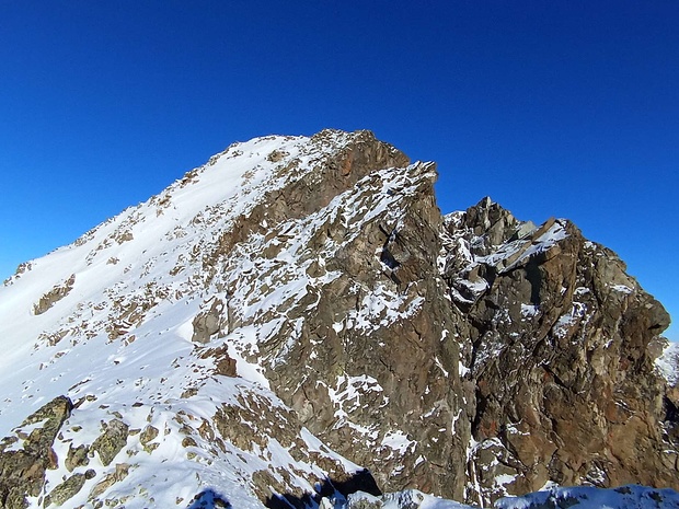 Ich nähere mich dem Westgipfel des Piz Glüna