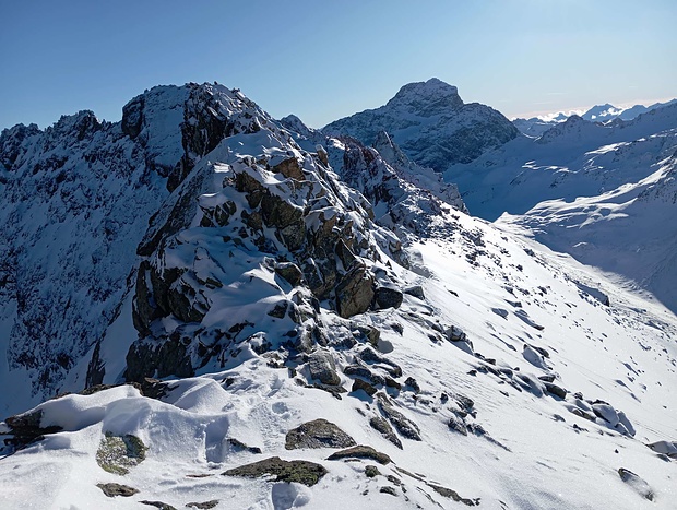 Blick zur vor mir liegenden Passage am Grat