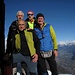 Foto di rito ai 1490 m dell’Alpe Ghiaccio. Da sinistra: Giordano, Paolo, Imerio, Gigi.
