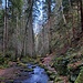 Hart am Bach entlang.