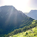 Blick auf den Westsüdwestgrat des Bschiesser. Ich steige im Wesentlichen direkt am Grat, mit leichtem Ausweichen nach Norden (links) auf. 