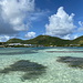 Unterwegs zwischen Cul-de-Sac und Petite Clef - Rückblick von einer kleinen Sandbank nach St. Martin.