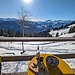 Berggasthäuschen Sassauna, super Aussicht bei Alpkäse und Brot und einem Schweizer "Vivi Kola" zero, viel besser als das "normale" Cola, bei grossem Hunger ist der Alpkäse recht gut, er ist aber niemals so gut wie ein rezenter Appenzeller Käse.
