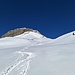 Abfahrt vom Zindlenspitz-Skidepot, in den Südhängen schon pappig