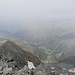Vernebelte Aussicht ins Val Sumvitg.