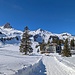 Die Seebenalp ist bald erreicht, hinten das Schneeschuh-Ziel für Heute, der Foggen