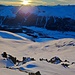 Meine Abfahrtshänge: Sonne vom ersten Moment an und erstaunlicher guter Schnee