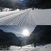 Um Zwölf zwischen Haglhütten und Ahornboden. Und eine Stunde später auf dem Rückweg; die Sonne wandert schnell.