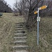 Neben dem Parkplatz mit kleiner Treppe und Wegweiser nach Heiligenberg hinauf.