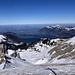 Blick hinunter zum Skigebiet
