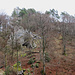 Rückblick zum Schlossfelsen, auf welchem auch die Ruine Blauenstein zu finden ist. In der Bildmitte sieht man die Grotte.