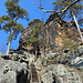 Im Aufstieg zum Ostroh/Rudolfův kámen - Über verschiedene Treppen/Stiegen/Leitern in Richtung Gipfel.
