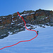 In der Nordflanke vom kleinen Hockenhorn entdecken wir einen Kamin für den Aufstieg. 