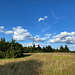 Unterwegs bei Cínovec - Blick zum gleichnamigen Gipfel, in dessen Nähe sich ein Mast befindet.