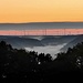 Blick ins nebelverhangene Eybtal bei Geislingen an der Steige.