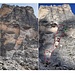 Bergsturz-Vergleich. Links der Ausbruch (2020), rechts (früher) und betroffene Routen<br />Quelle: <a href="www.facebook.com/bergsteigenCOM/posts/felssturz-torre-venezia-civetta-einige-touren-gibt-es-in-ihrer-klassischen-form-/3277219442298228/" rel="nofollow" target="_blank">bergsteigen.com</a>