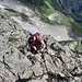 Ausgesetzte, aber seilversicherte Kraxelstelle am Rauhhorn