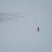 Wieder auf den Schneeschuhen folgen wir unserer Aufstiegsspur hinab 