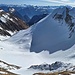 ... hinab auf die Aufstiegsroute...