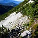 Rückblick Querung Geröllflanke Pfad/Steig in der Geländeflanke Weißlehn<br />Archivbild vom 4.September 2019