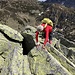 Kraxeln im granitähnlichen Gipfelaufbau (tatsächlich handelt es sich um Hohgant-Sandstein)