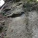 Blick in die Mülbärger Störung - Südost-Wand, Sandstein über Mergel