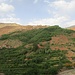 Aussicht von der Terrasse unseres Gîte d´Etappe